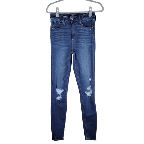 Abercrombie & Fitch Simone Skinny High Rise Distressed Blue Women's Jeans - Picture 1 of 8